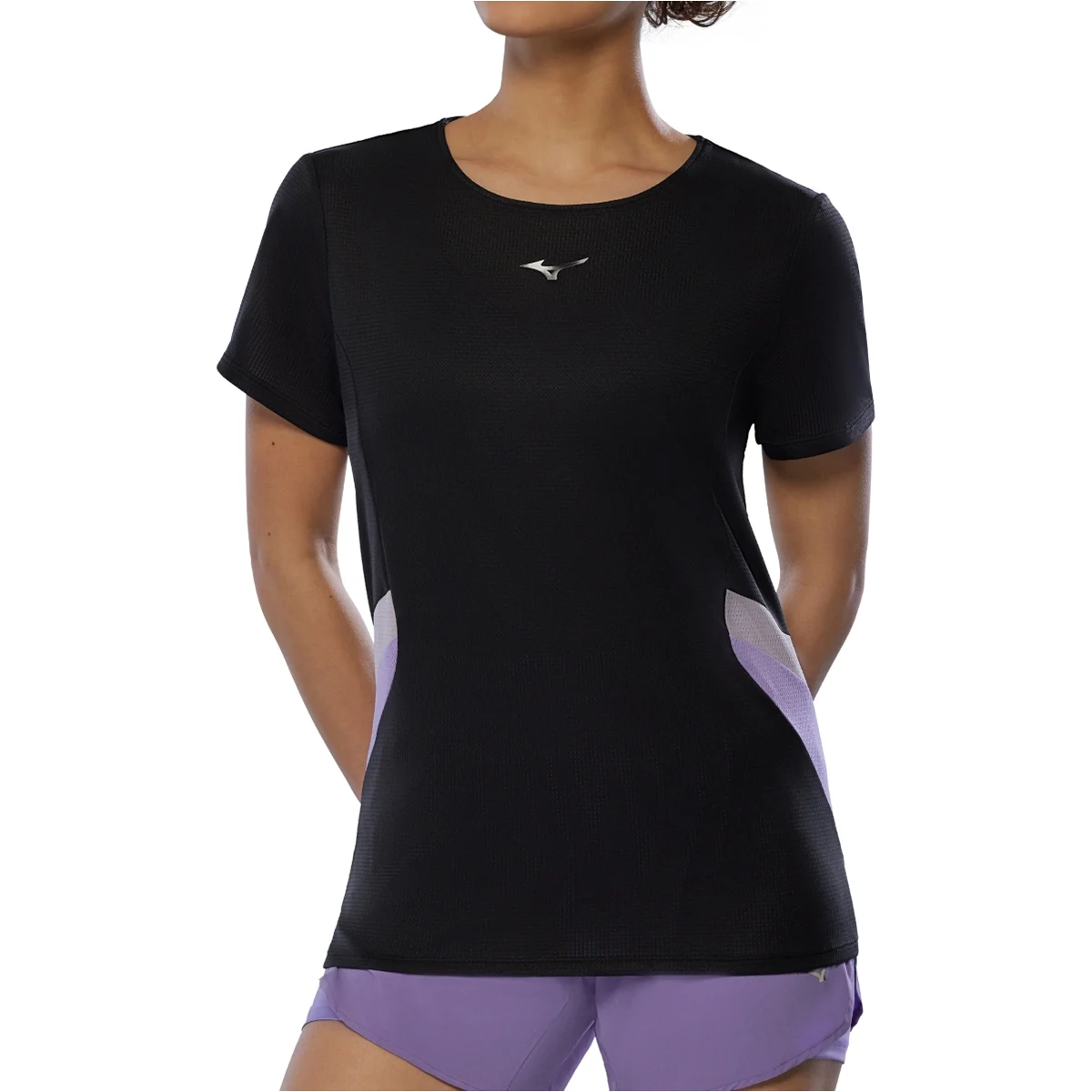 MIZUNO DRYAEROFLOW TEE W BLACK  - Running T-shirt