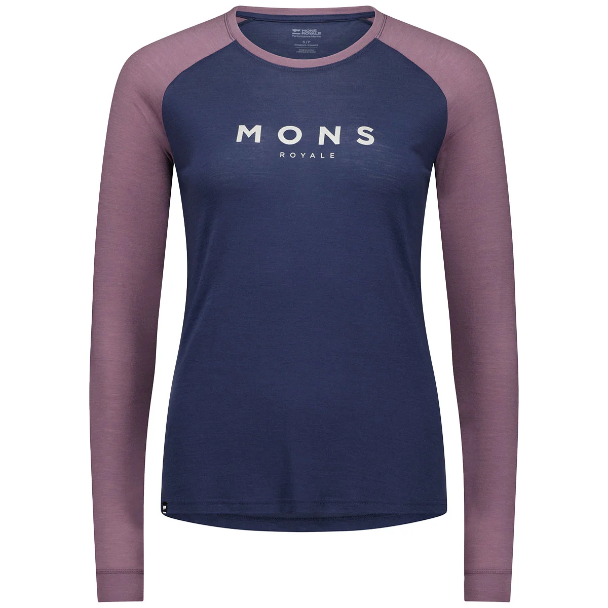 MONS ROYALE ICON MERINO RAGLAN LONG SLEEVE W MIDNIGHT / MAUVE  - Cycling jersey