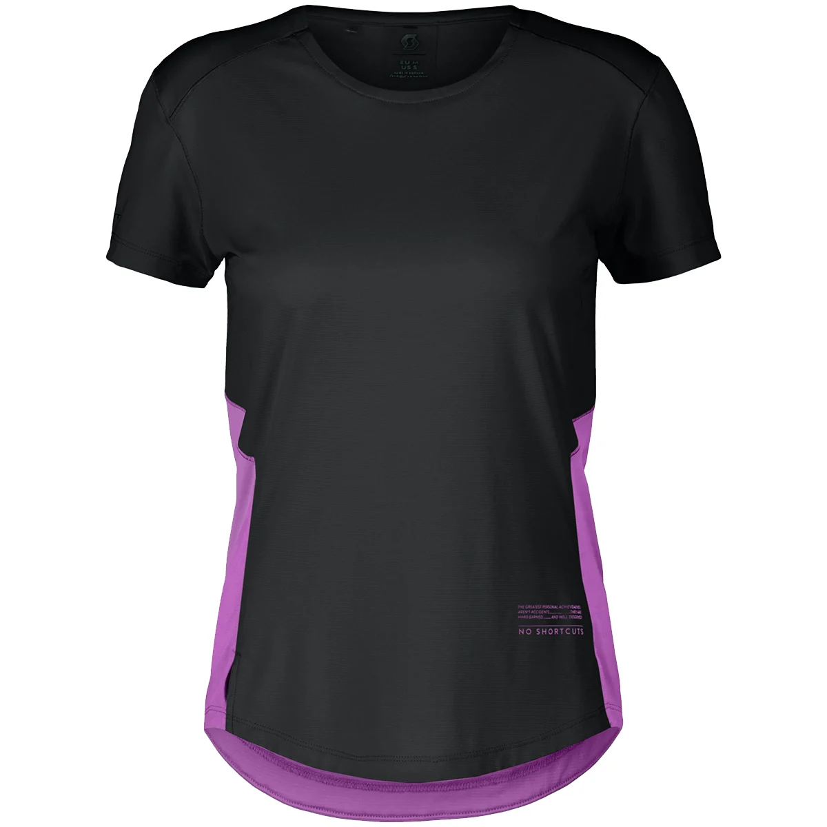 SCOTT TEE W'S ENDURANCE TECH SS BLACK/LIQUID PURPLE  - Trail running T-shirt