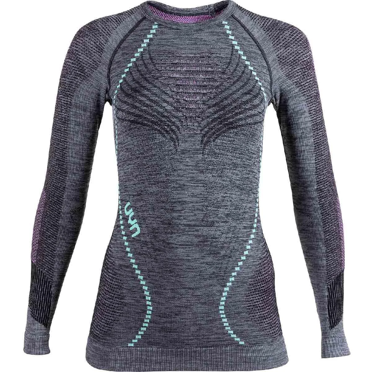 UYN AMBITYON UW SHIRT LG SL W BLACK MELANGE/PINK/AQUA  - Thermal T-shirt