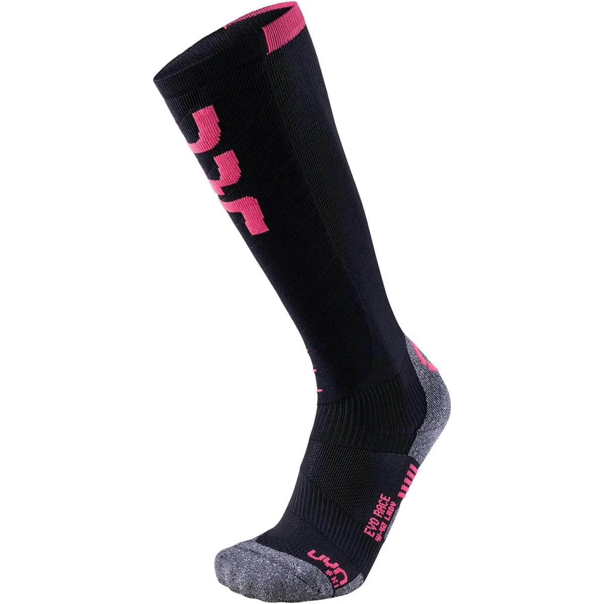UYN LADY SKI EVO RACE SOCKS BLACK/PINK PARADISE  - Ski socks