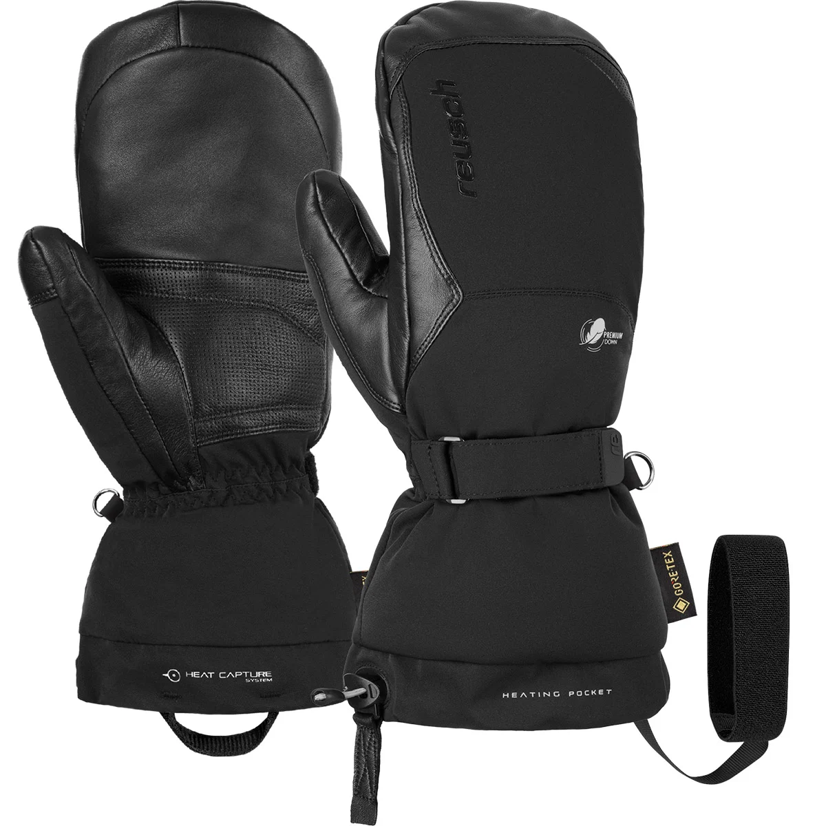 REUSCH VOLCANO PRO GORE-TEX MITTEN + GORE WARM T BLACK  - Ski mittens