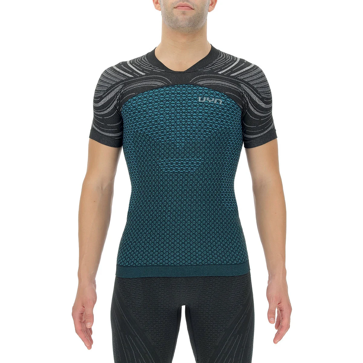 UYN MAN RUNNING COOLBOOST OW SHIRT SH_SL AGUA/DAWN GREY  - Running T-shirt