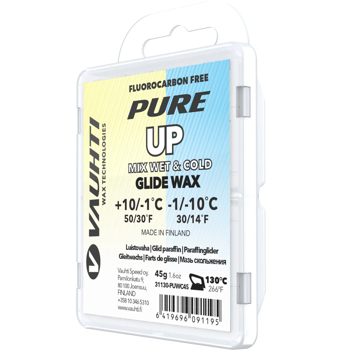 VAUHTI PURE UP WET&COLD 45 +10/-1°C TRANSPARENT  - Ski wax