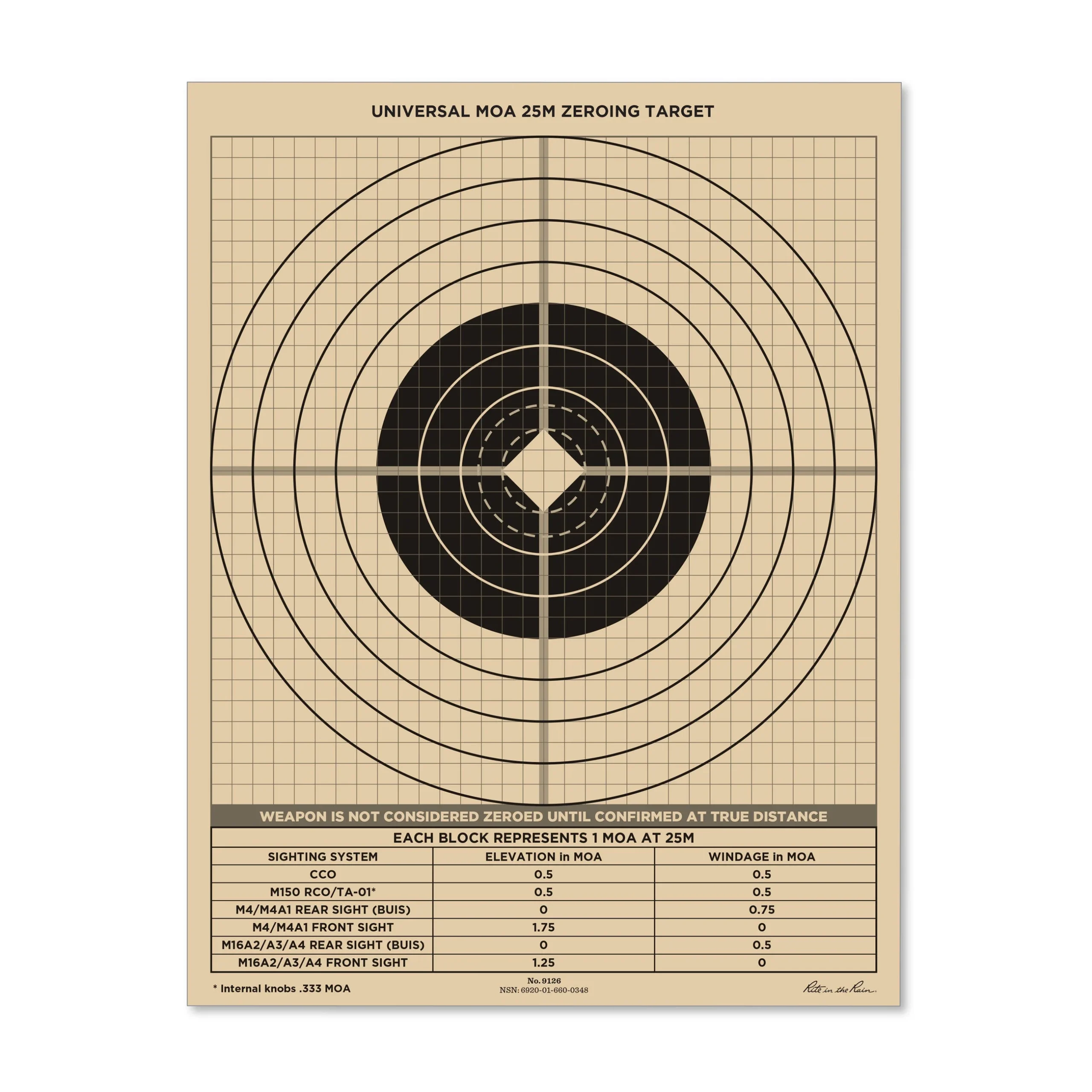 25M Multipurpose Zeroing Target Universal MOA 8.5 X 11 Inch - 100 PK