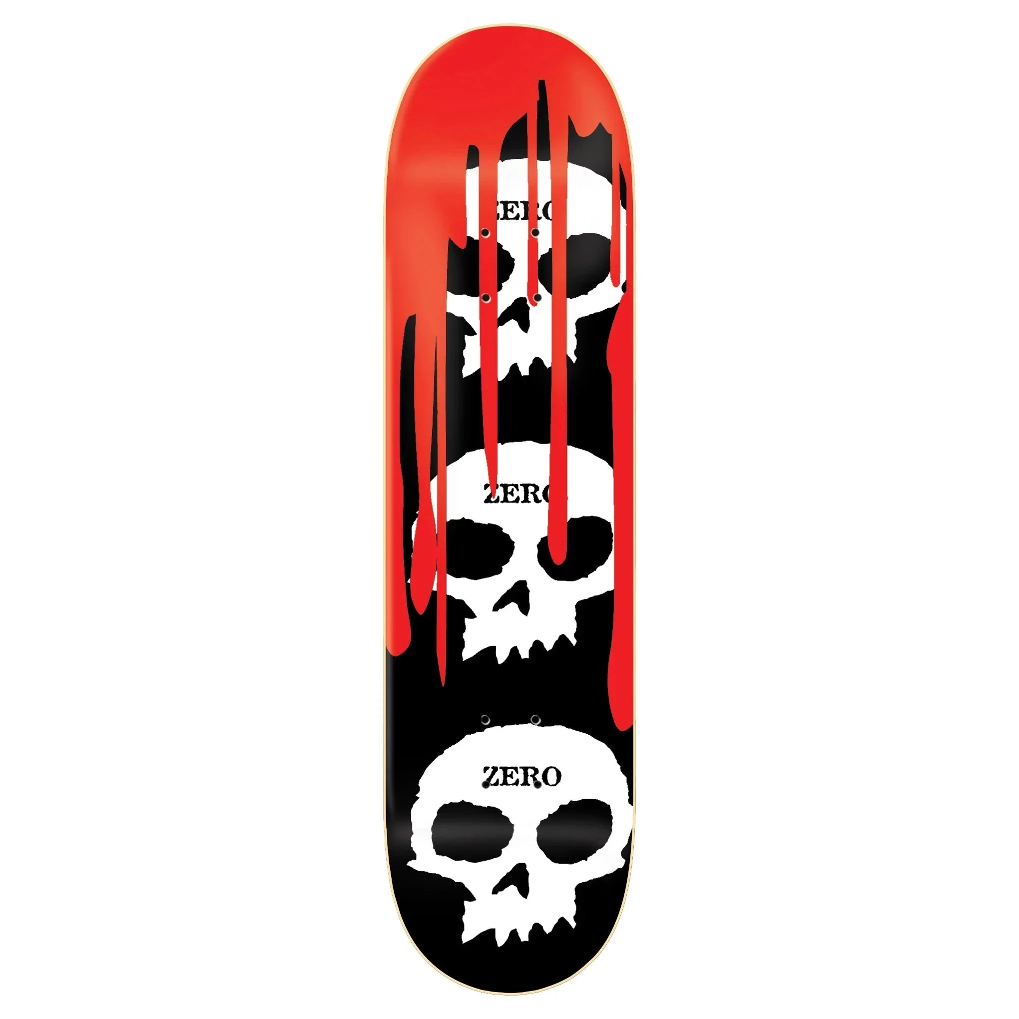 Zero Skateboard Deck 3 Skull Blood Black White Red 7.75"