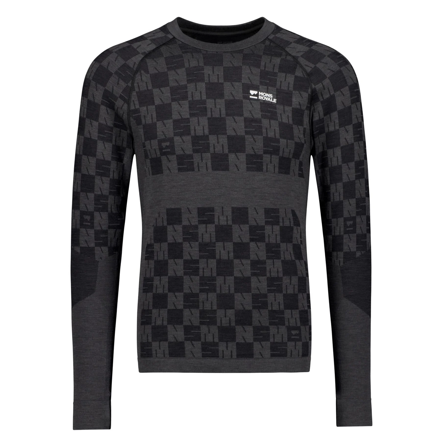 Mons Royale Mens Ascender Merino Seamless LS Thermal Top Forged Iron/Black