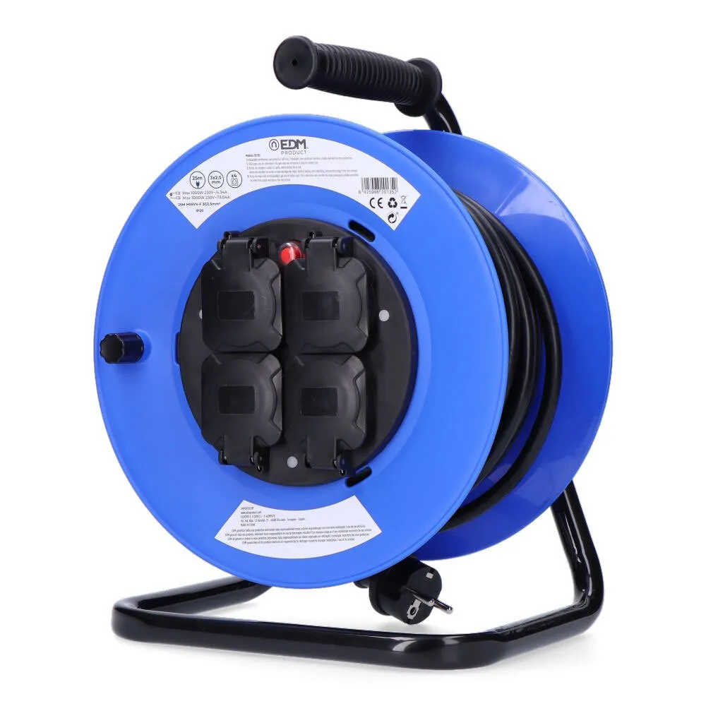 Edm 4 Plugs 25 m 3000W cable reel