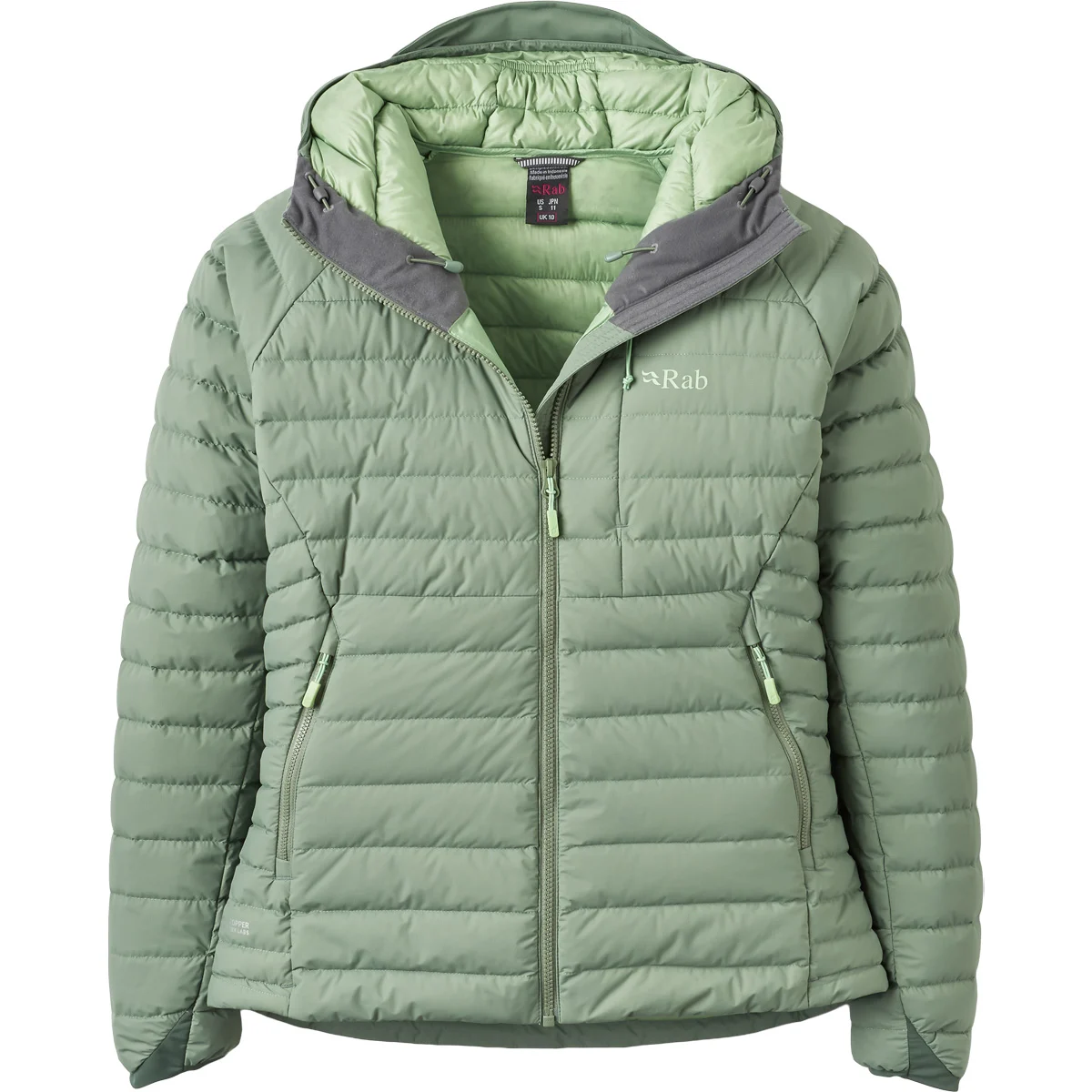 RAB MICROLIGHT WINDSTOPPER HOODY W DARK FIG GREEN  - Hiking down jacket