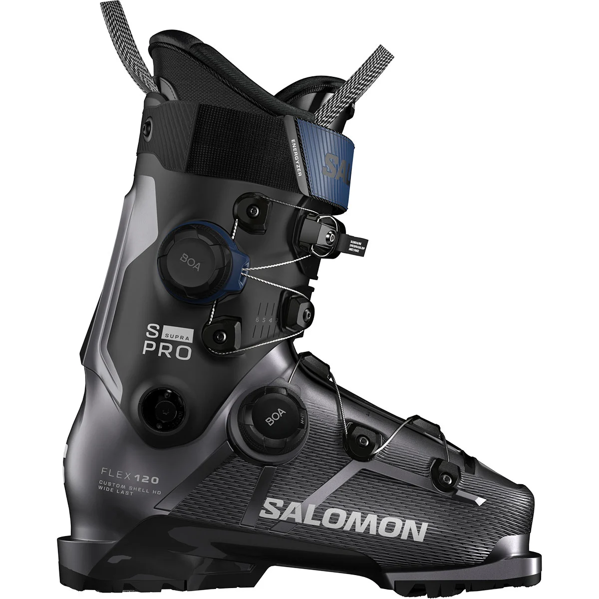 SALOMON S/PRO SUPRA DUAL BOA 120 GW HERMATITE MET./BLACK/ESTATE BLUE  - Alpine ski boots