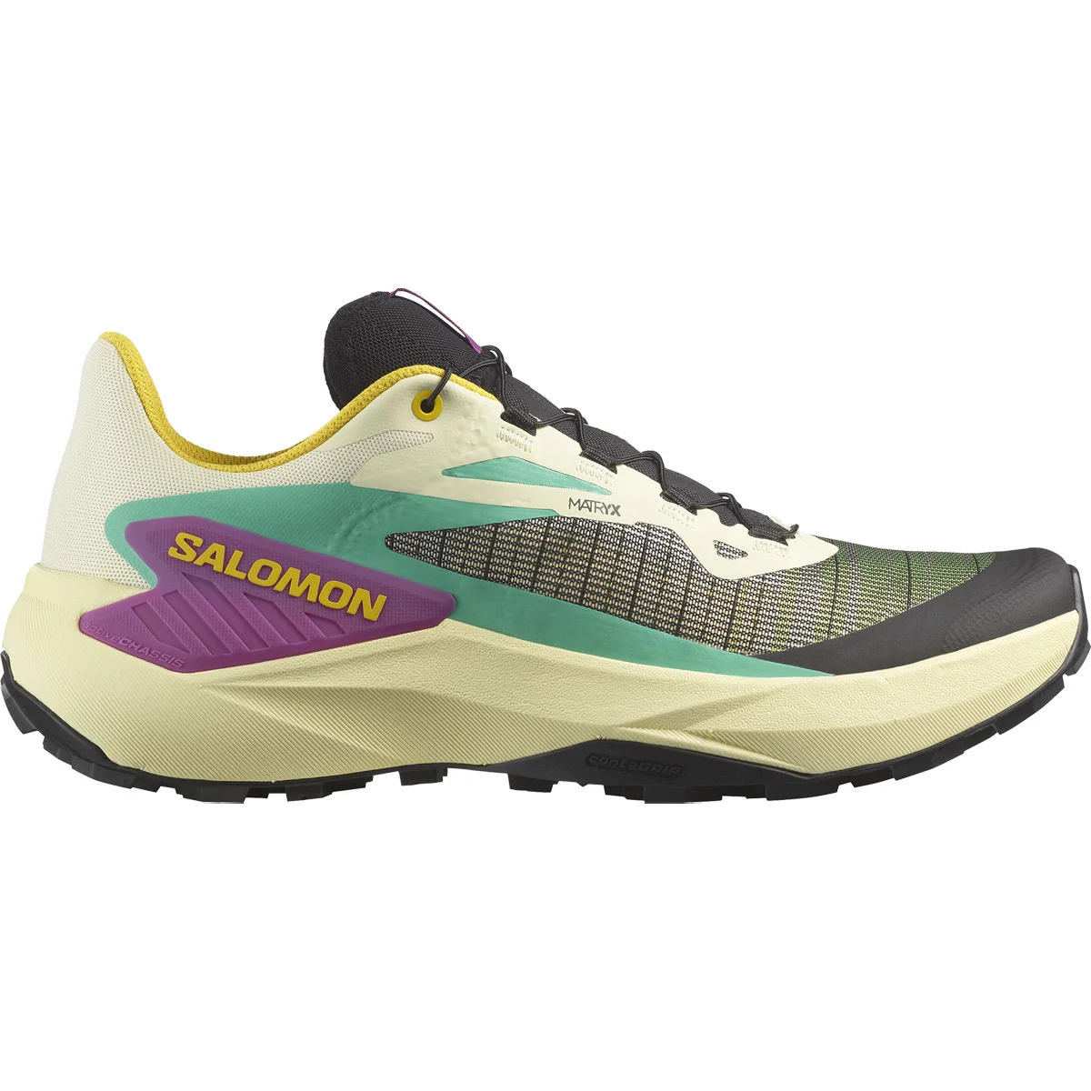SALOMON GENESIS TRANSPARENT YELLOW/BLACK/WILLOWHERB  - Trail running shoes