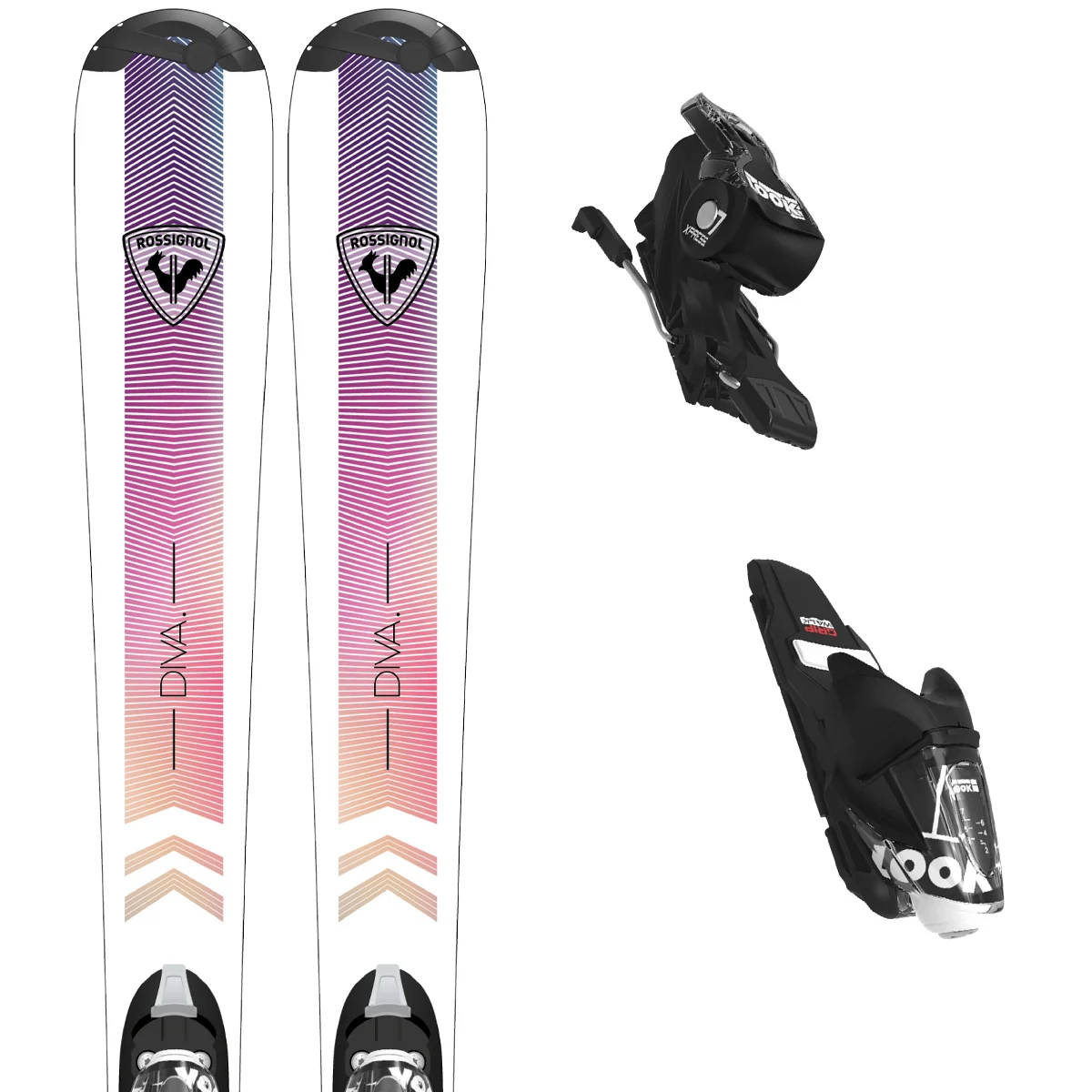 ROSSIGNOL DIVA JR 130-150 + XPRESS 7 GW WHT/PINK  - Alpine ski set