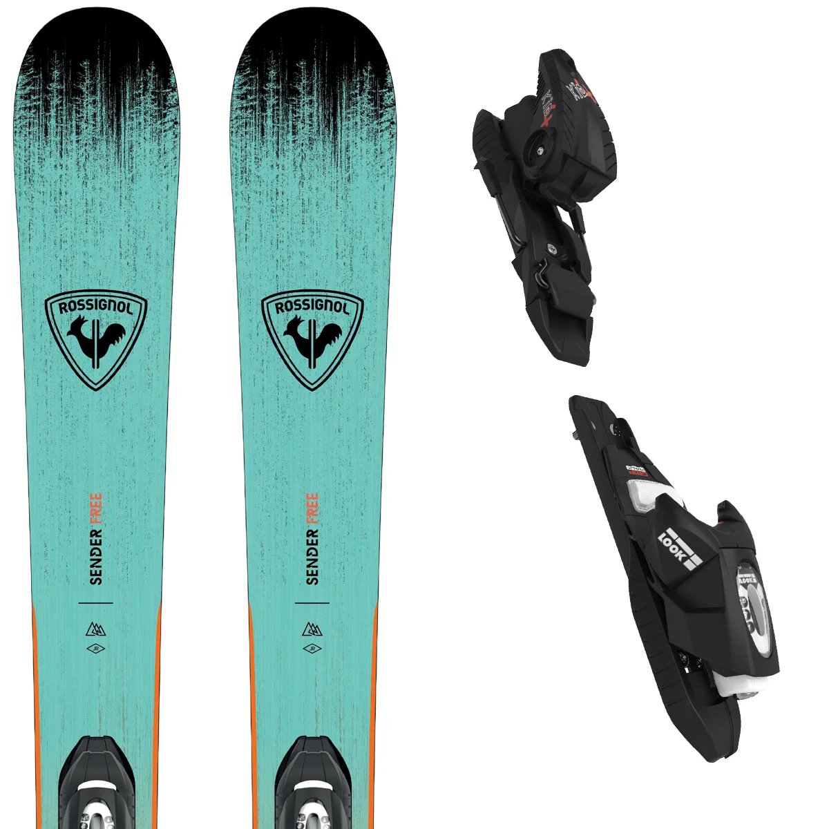 ROSSIGNOL SENDER JR + KID 4 GW TURQUOISE/PINK/BLK  - Alpine ski set