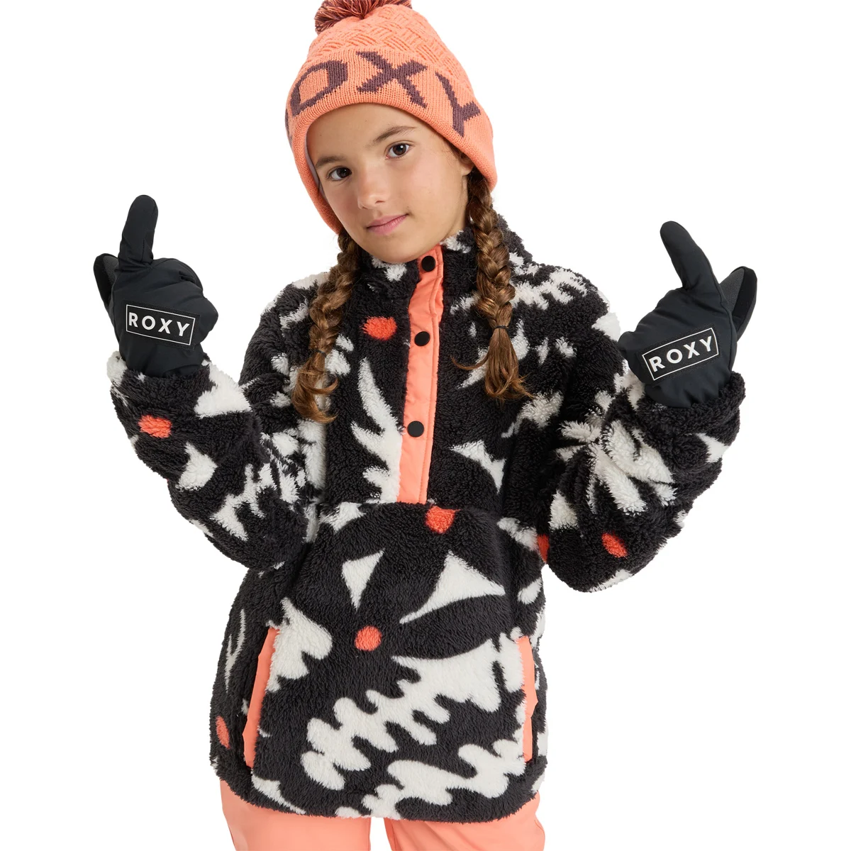 ROXY ALABAMA GIRL TRUE BLACK BIG FLOWER  - Fleece jacket