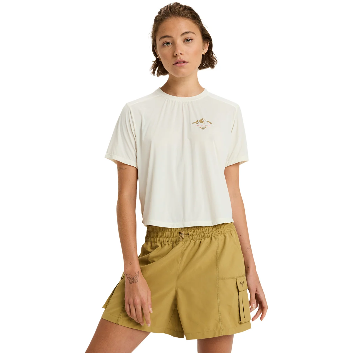 ROXY BOUNDLESS SPIRIT TEE 2 WHISPER WHT/CLUX ML ORANGE S3  - T-shirt