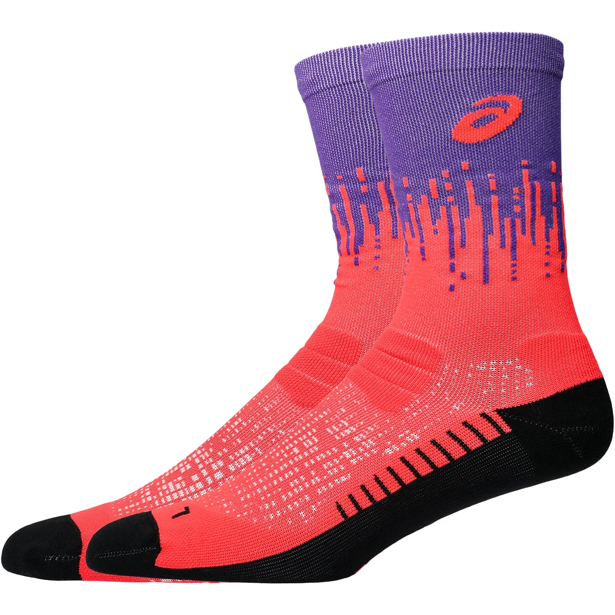 ASICS PERFORMANCE RUN SOCK CREW EDO PURPLE/FLASH RED  - Running socks