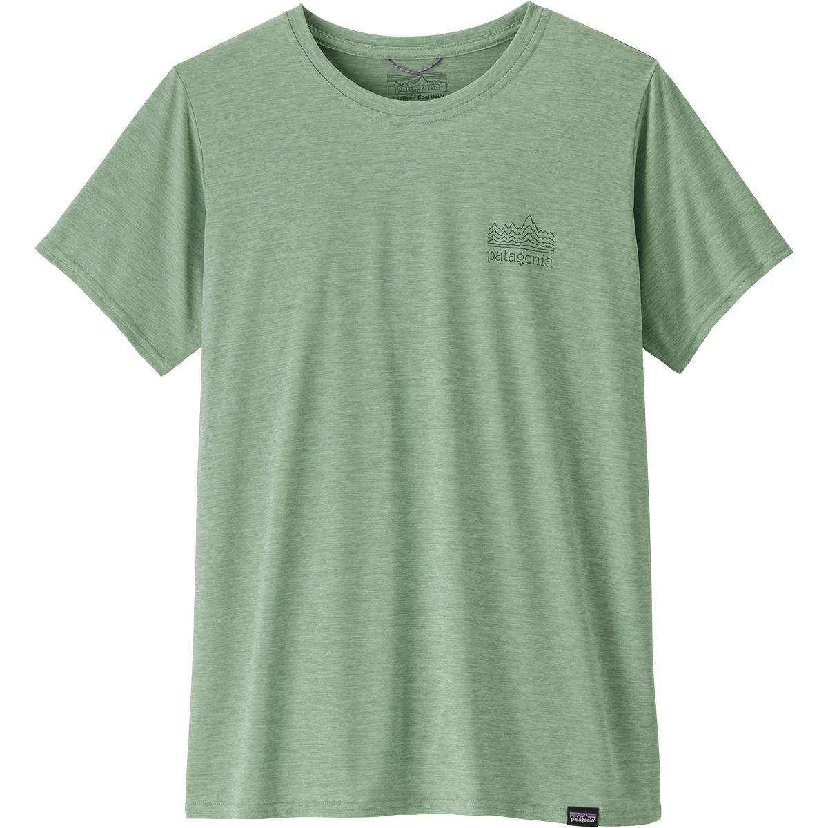 PATAGONIA W'S CAP COOL DAILY GRAPHIC SHIRT STRATASPIRE: ELLWOOD GREEN X-DYE  - Hiking T-shirt