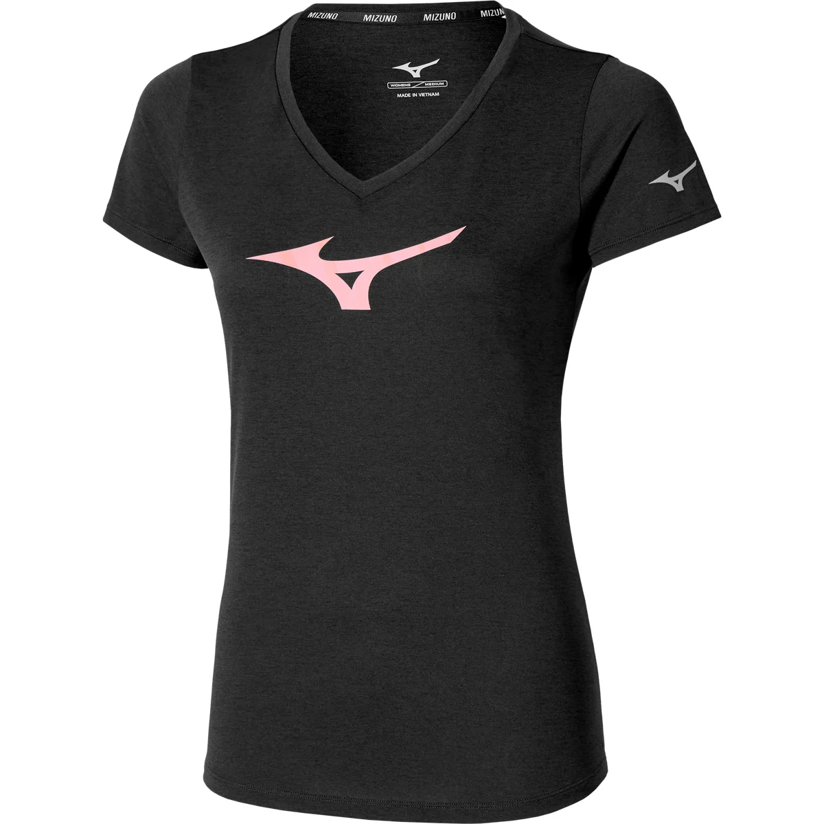 MIZUNO CORE RUNBIRD TEE W BLACK/MAUVE  - Running T-shirt