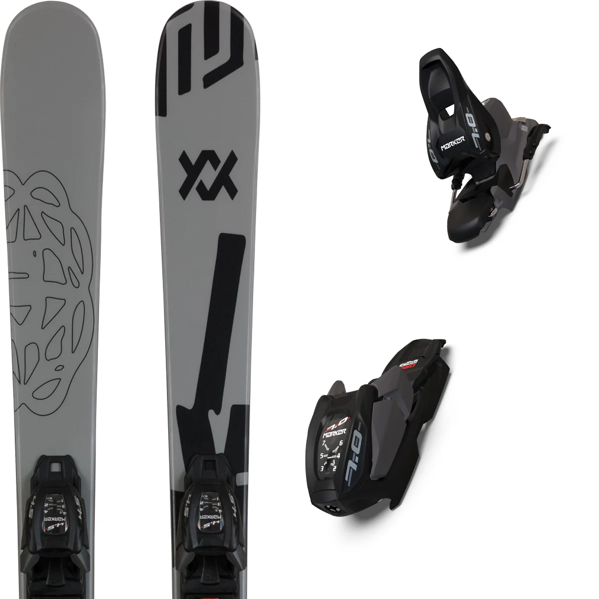 VOLKL REVOLT JR PARK + 7.0 VMOTION JR GREY  - Alpine ski set