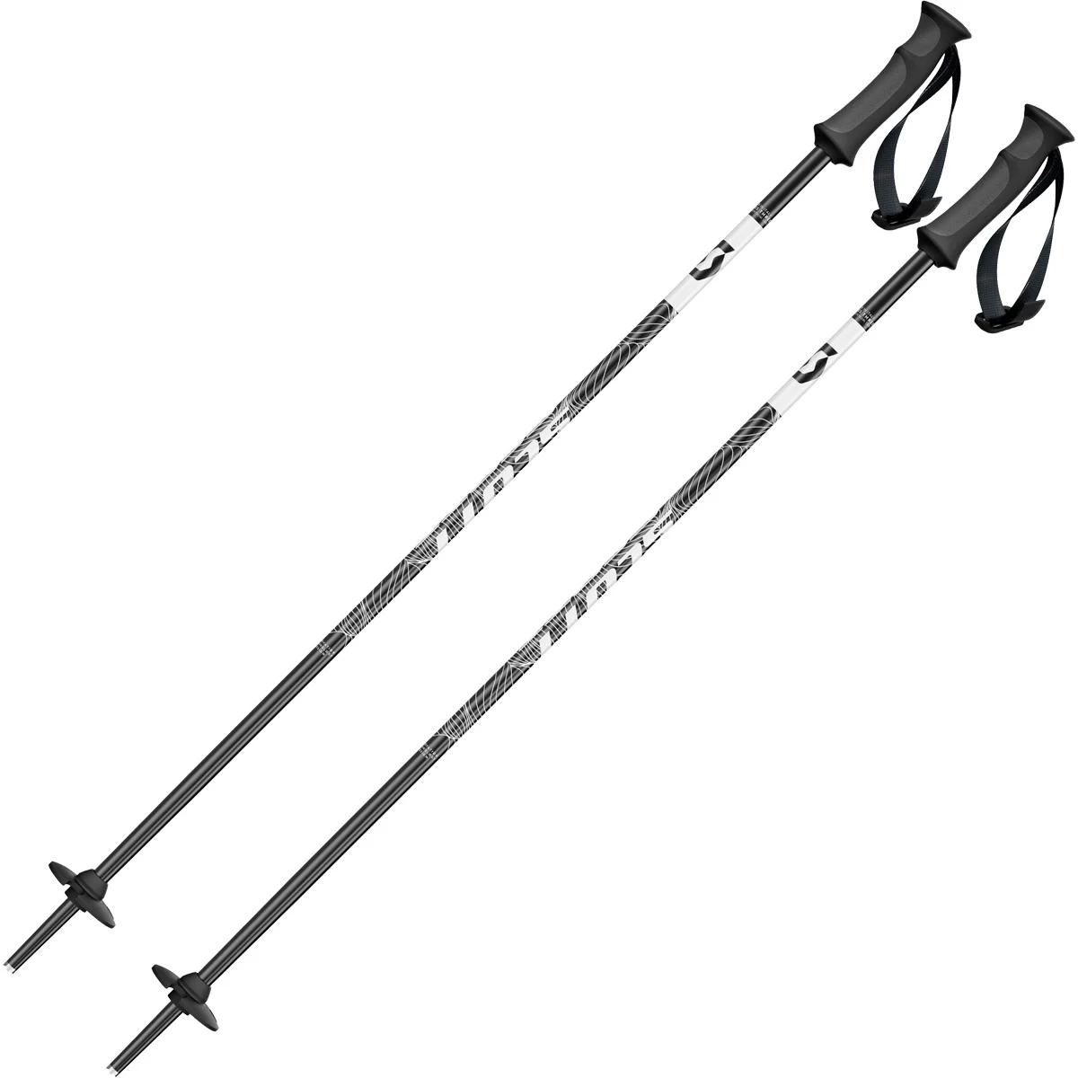 SCOTT ELEMENT JR BLACK/WHITE  - Alpine ski poles
