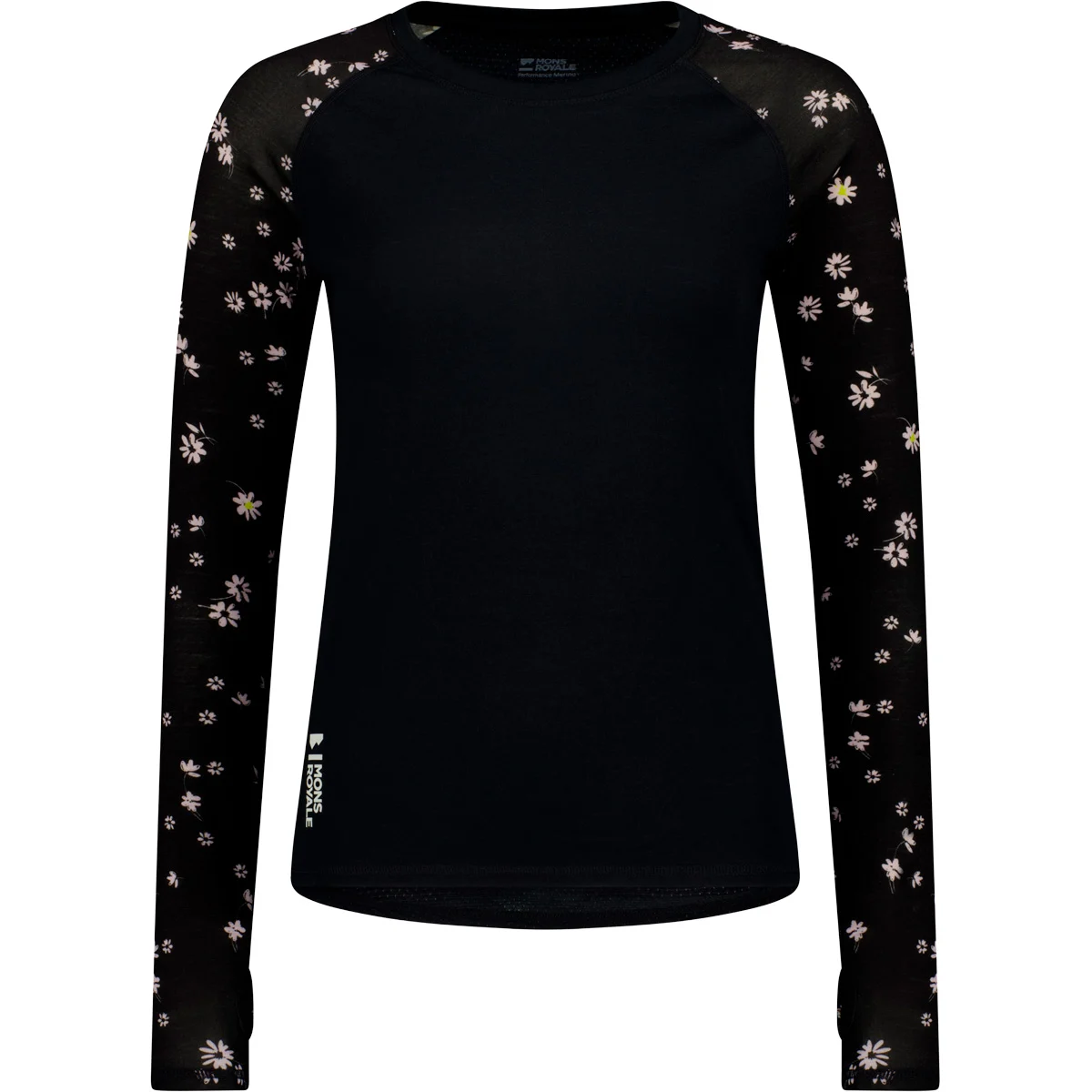 MONS ROYALE BELLA MERINO W LS 26 BLACK DAISY  - Thermal T-shirt