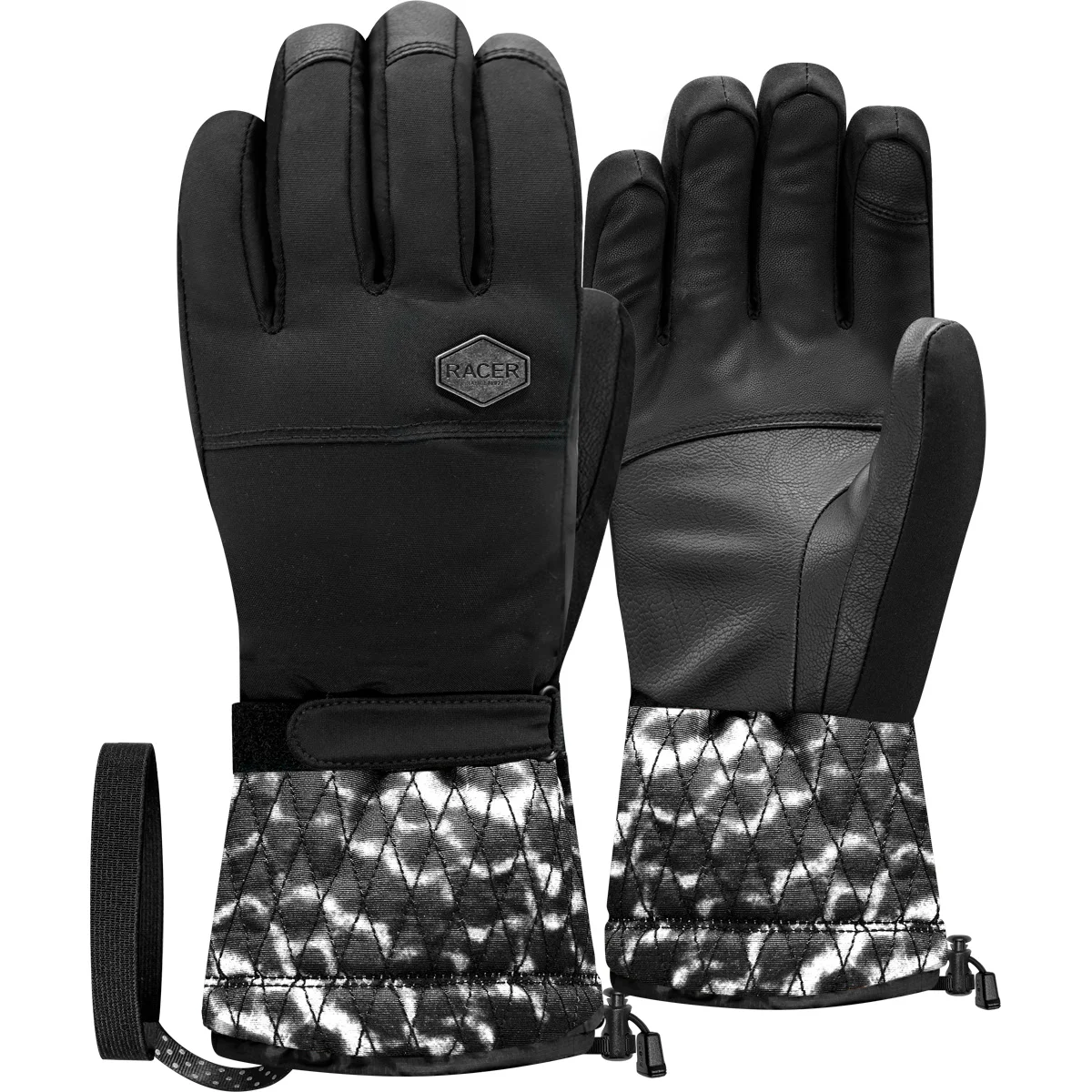 RACER GELY 7 BLACK WHITE ANIMAL  - Ski gloves