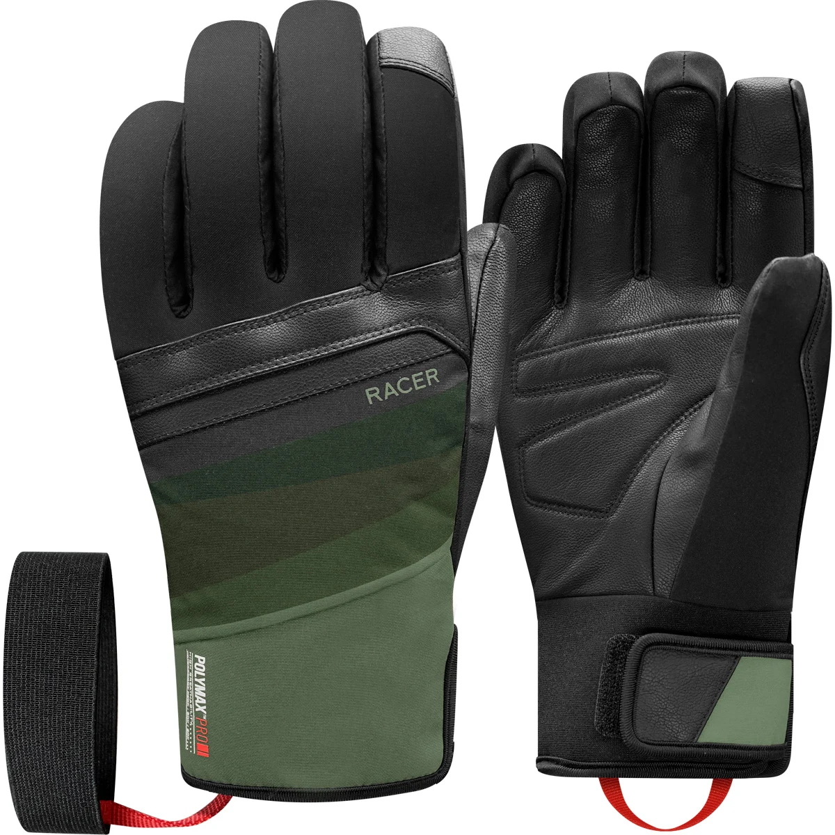 RACER MAJESTY S BLACK/GREEN  - Ski gloves