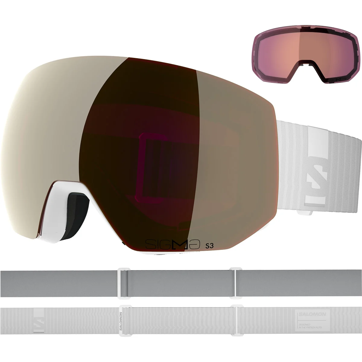 SALOMON RADIUM PRO SIGMA WHITE/BLACK GOLD  - Ski goggles