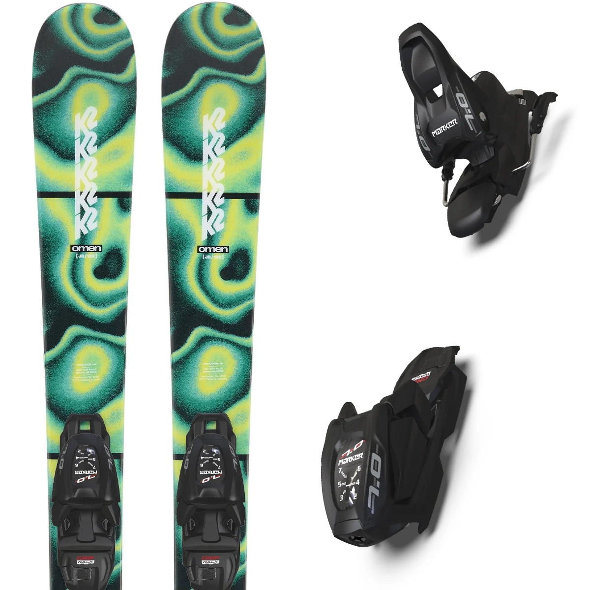 K2 OMEN JR + 7.0 FDT GREEN/BLACK - Alpine ski set