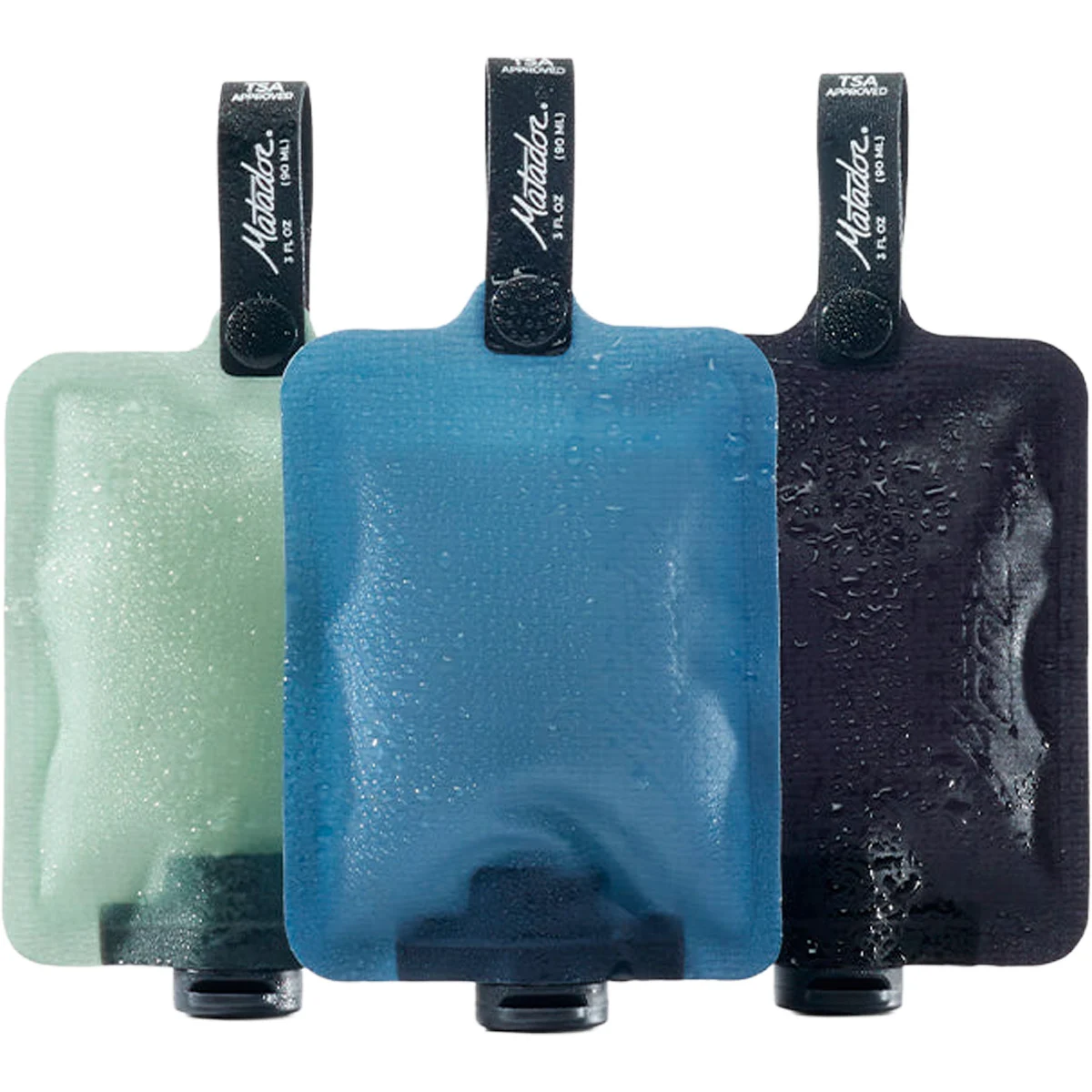MATADOR FLATPAK 90 ML TOILETRY BOTTLE PACK X3 CHARCOAL/SLATE BLUE/SAGE  - Waterproof bag