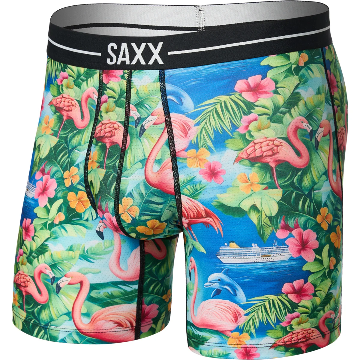 SAXX VOLT BREATHABLE MESH BOXER BRIEF FLAMINGO BAY-MULTI  - Underwear