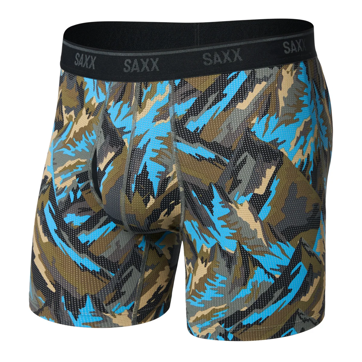 SAXX QUEST QUICK-DRY MESH BOXER BRIEF FLY PRISM PEAKS-CARGO GREY  - Underwear