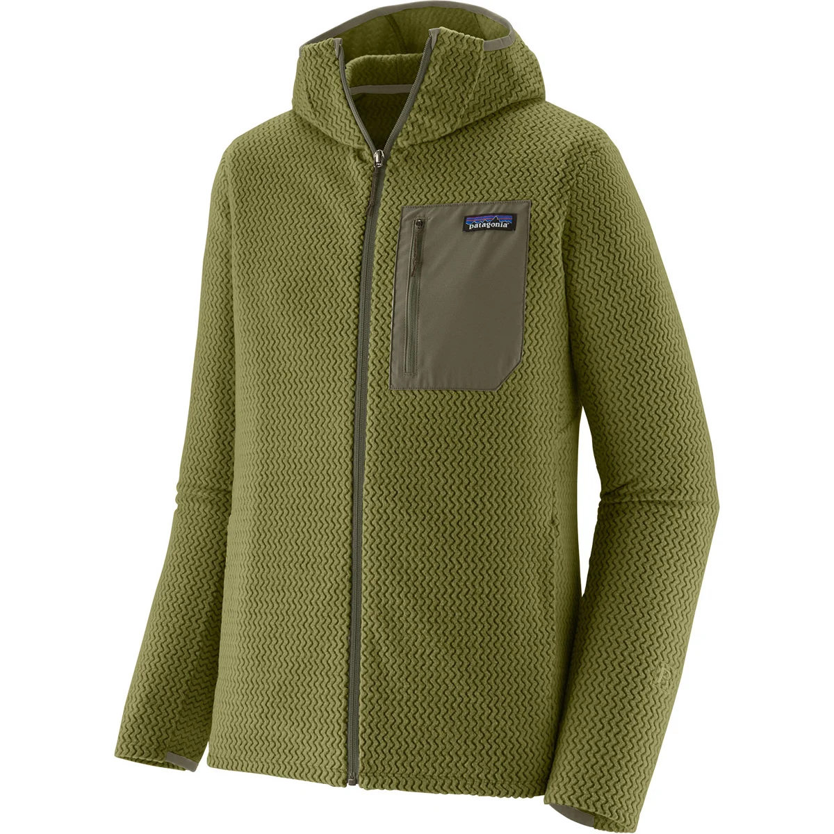 PATAGONIA M'S R1 AIR FULL-ZIP HOODY CAPER GREEN  - Hiking fleece jacket