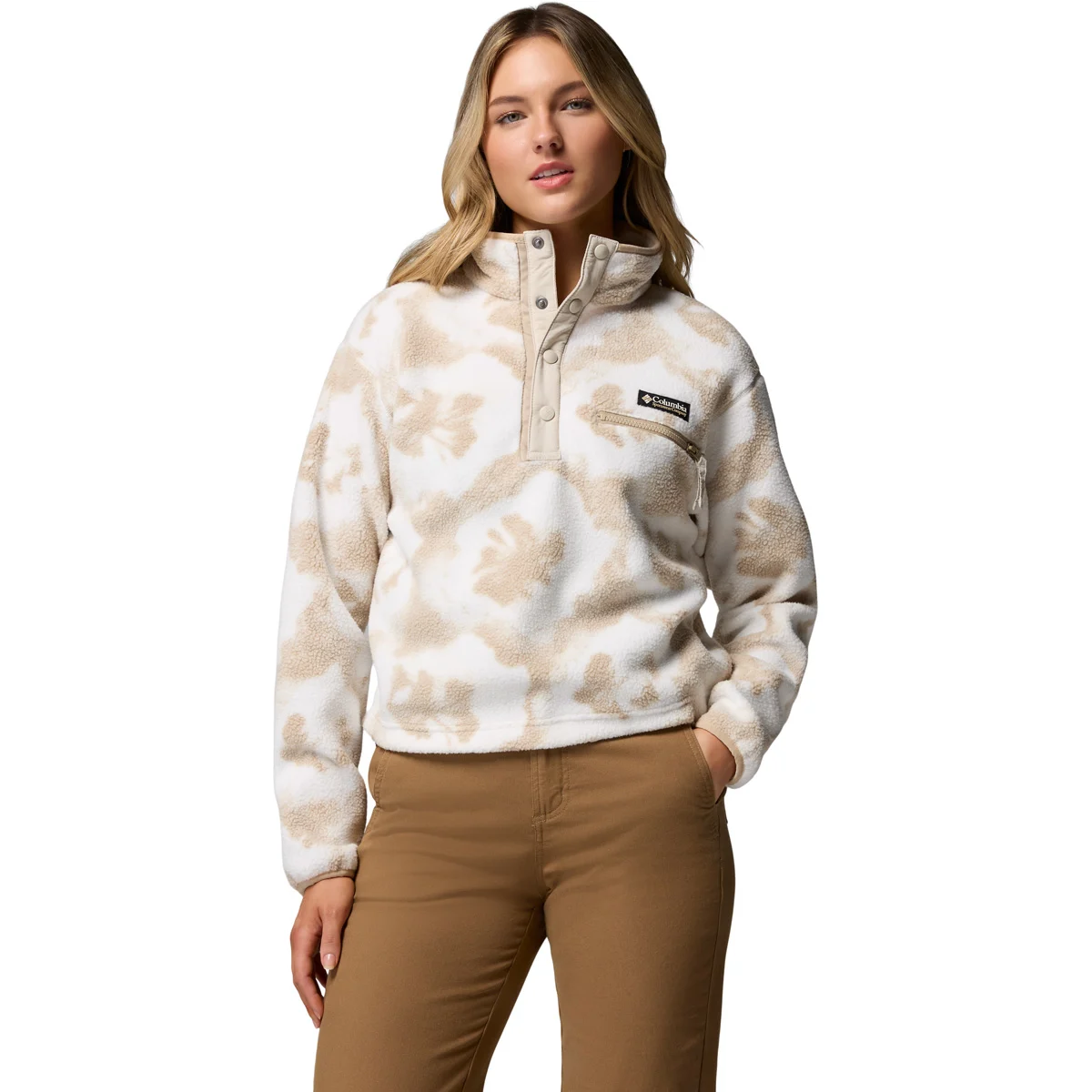 COLUMBIA HELVETIA™ II PRINTED CROPPED HALF SNAP SEA SALT, SPRAY  - Fleece