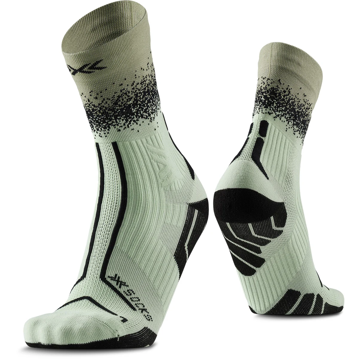 X-SOCKS TRAILRUN TERRASKIN PERFORM CREW DIGITAL LIME/X BLACK  - Trail running socks