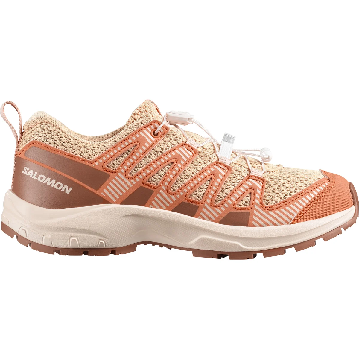 SALOMON XA PRO V8 J ALMOND CREAM/NECTARINE/PECAN BROWN  - Trail running shoes