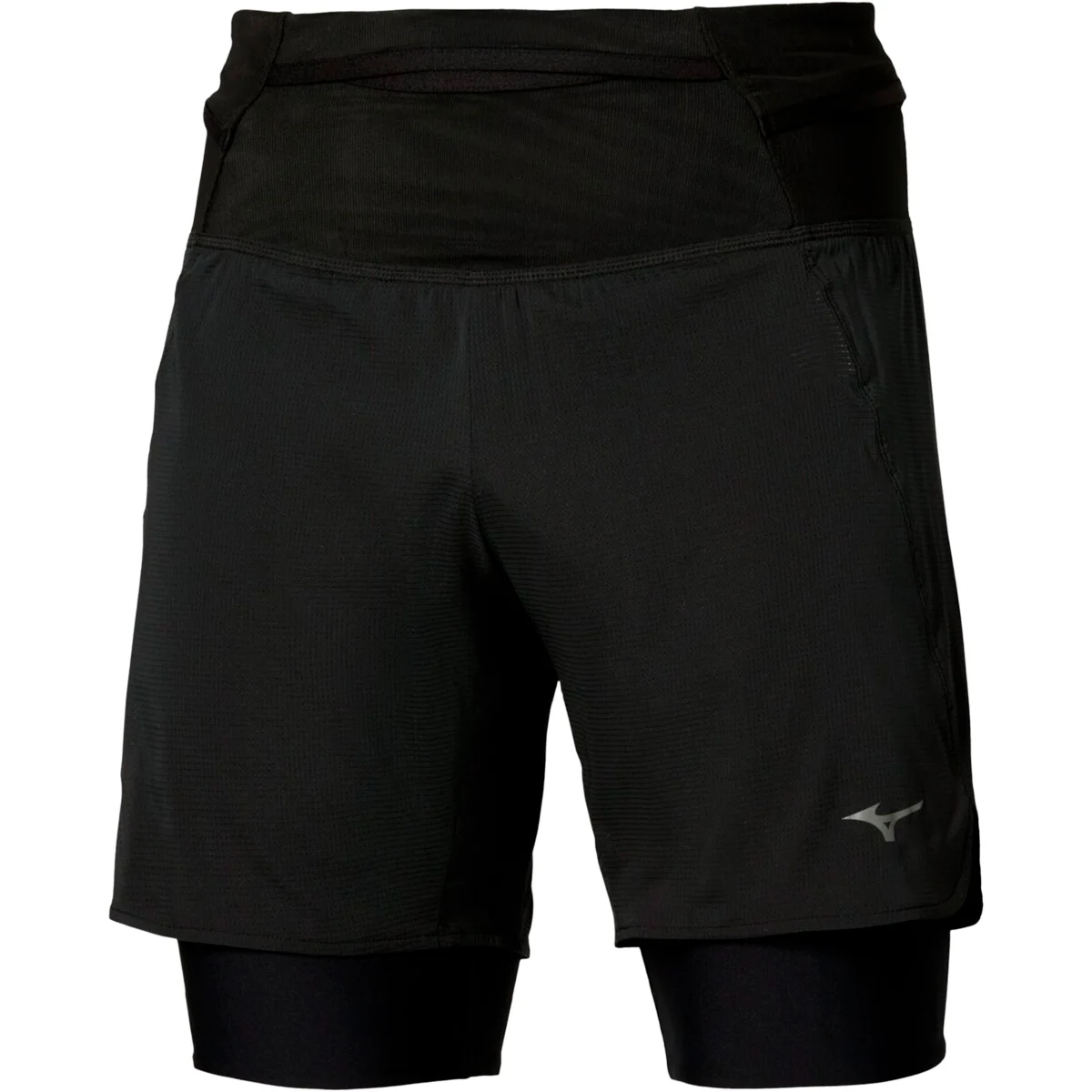 MIZUNO TRAIL MULTIPOCKET 2IN1 SHORT BLACK  - Running shorts