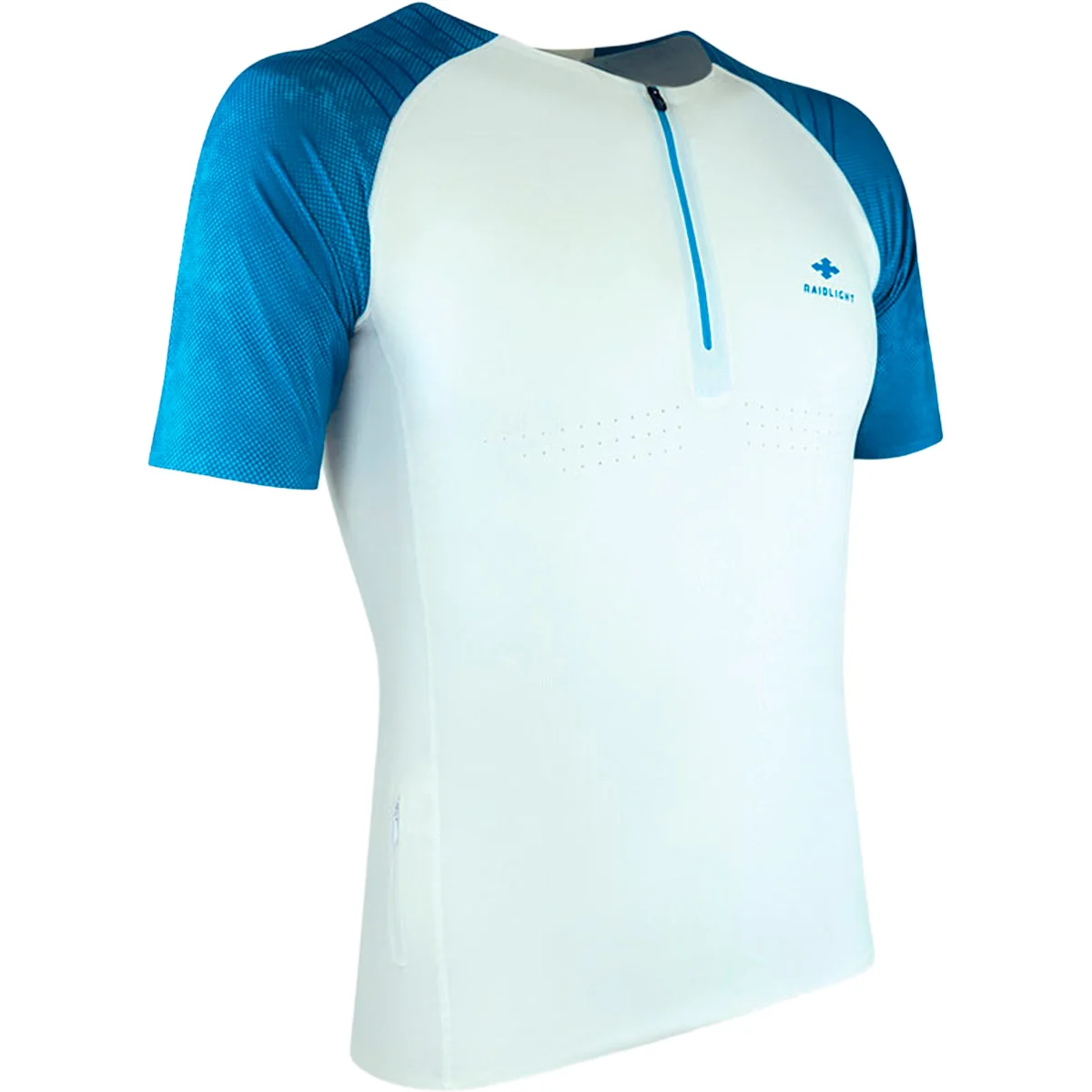 RAIDLIGHT R-LIGHT SS TOP ZIP BLUE/WHITE  - Trail running T-shirt