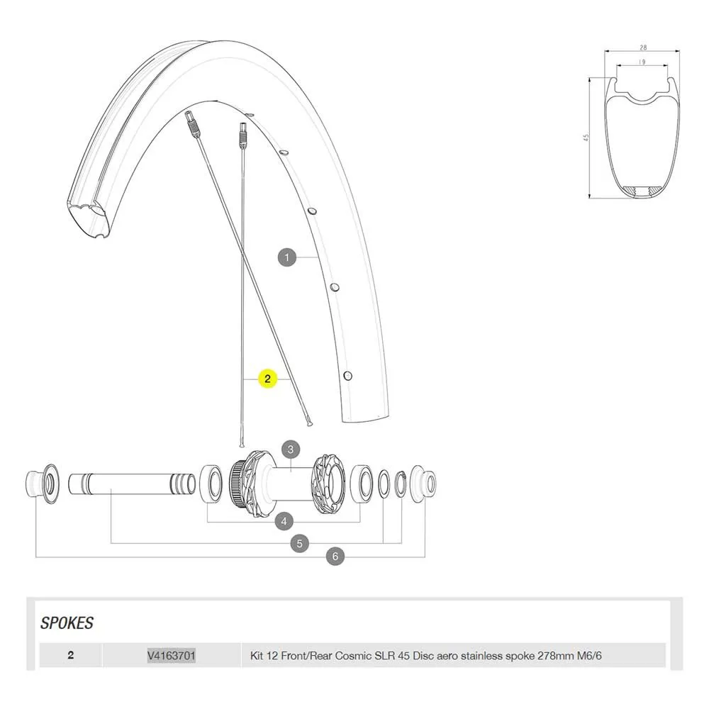Mavic Kit 12 Front/Rear Cosmic SLR 45 Disc spokes