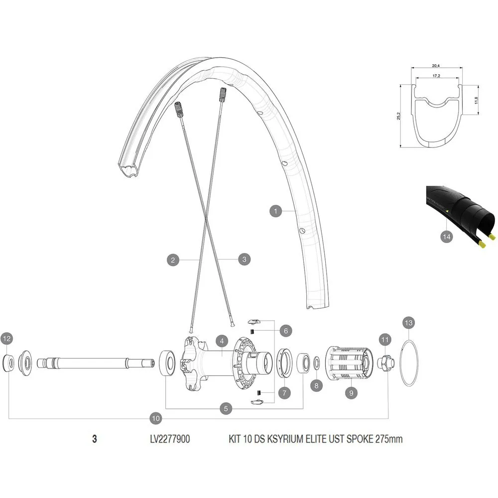 Mavic Kysrium Elite UST 2018 Rear Right Spokes 10 units