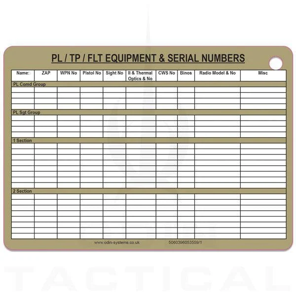A6 Platoon Equipment Mission Card