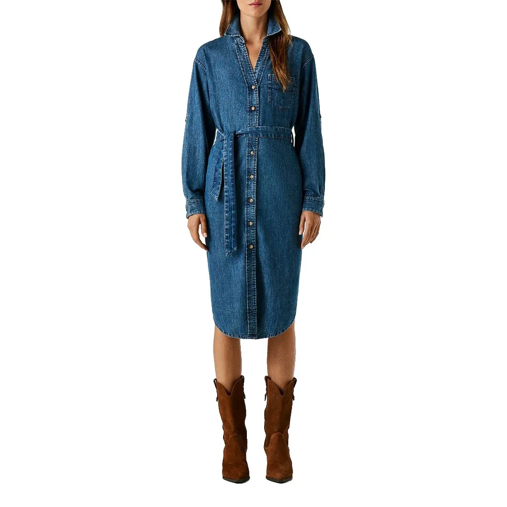 Pepe Jeans Angie Classic long sleeve midi dress