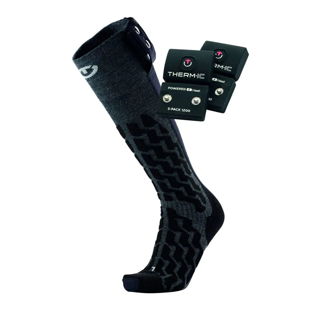 Therm-ic Heat Fusion Uni heated ski socks + S-Pack 1200 batteries heated socks