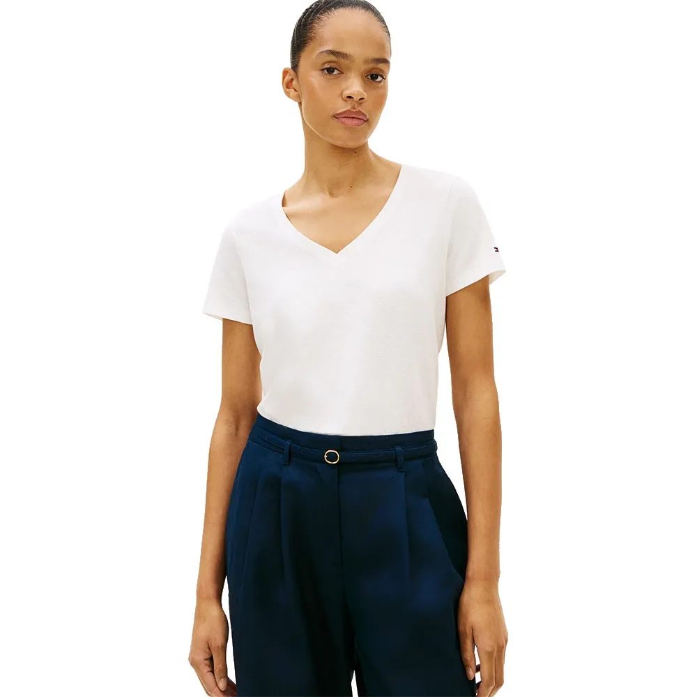 Tommy Hilfiger WW0WW48704 Linen short sleeve v neck T-shirt